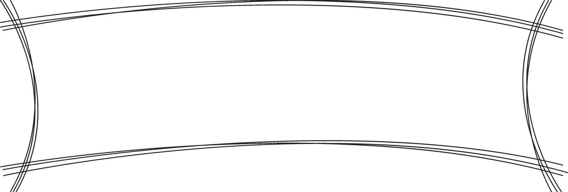 Minimal Curved Line Frame. Hand Drawn Outline Border for Elegant Invitations, Organic Packaging, Branding Design, Vintage Cards, Simple Stationery, Monochrome Projects. illustration vector