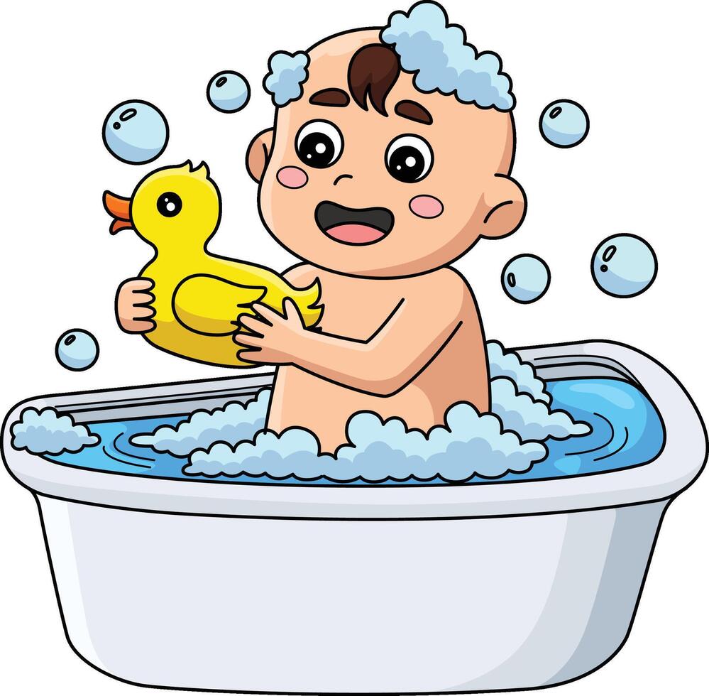 Baby Shower Baby Showering Cartoon Colored Clipart vector