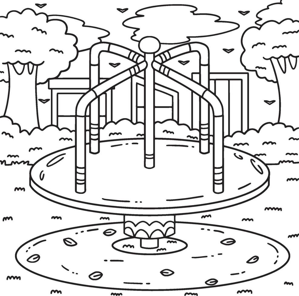 Playground Spinner Coloring Page for Kids vector
