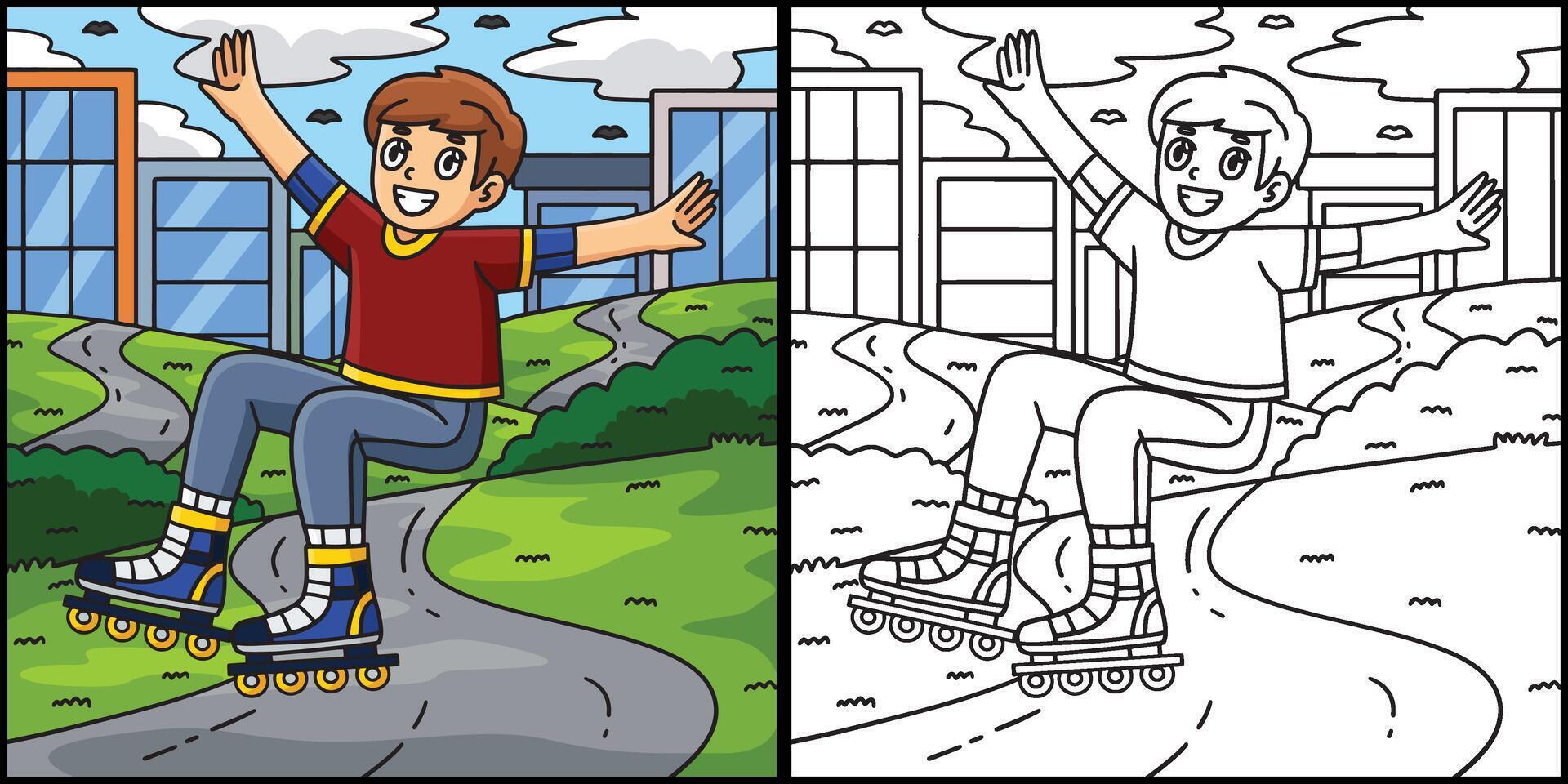 Inline Skater Jumping Off the Ground Illustration vector