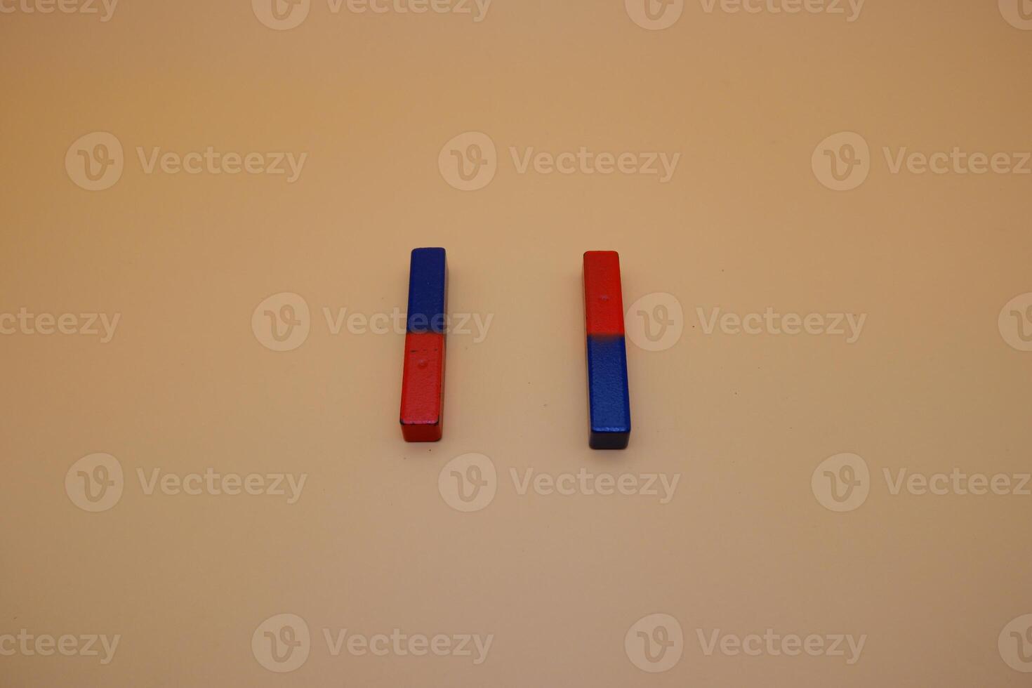 Close-Up of North and South Pole Bar Magnets photo