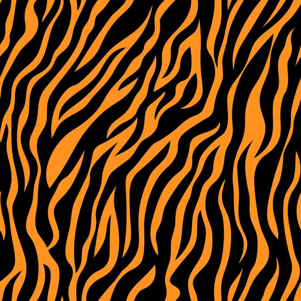 Black and orange abstract tiger stripe seamless background. Abstract animal print vector