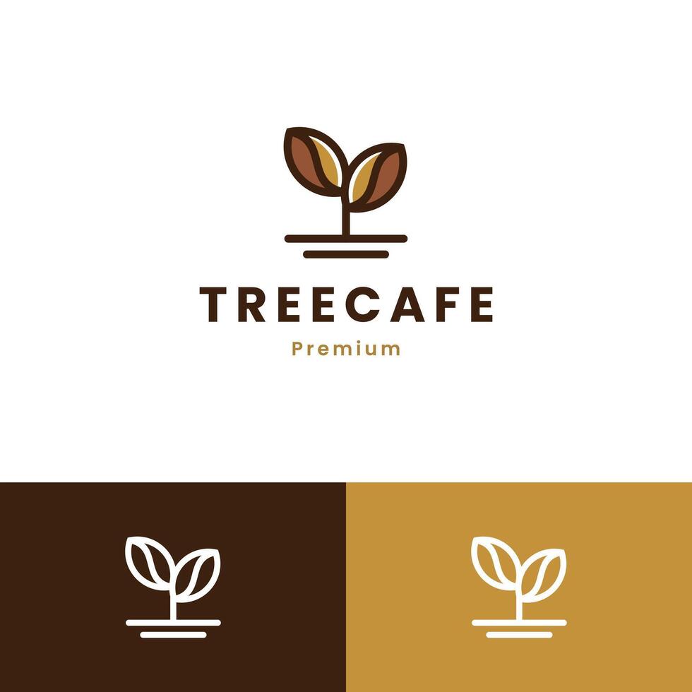 coffee bean, and leaf branch natural line logo icon design modern style, premium coffee icon vector