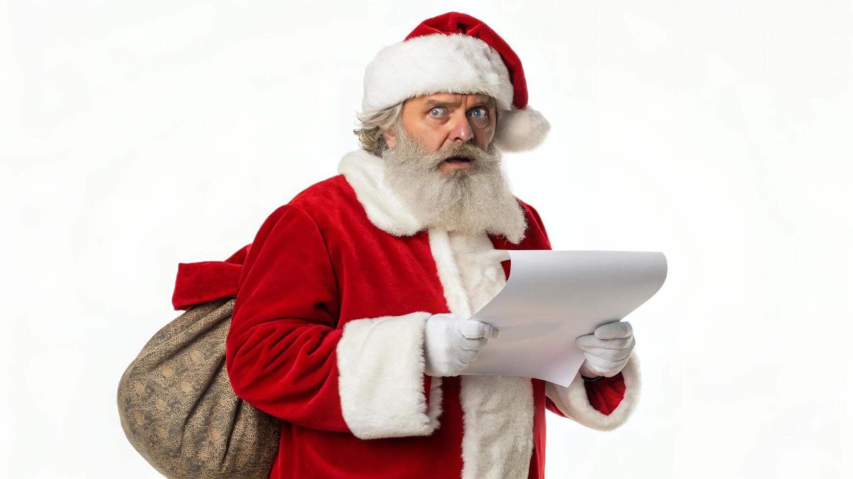 Man in Costume Reading List with Surprised Expression photo