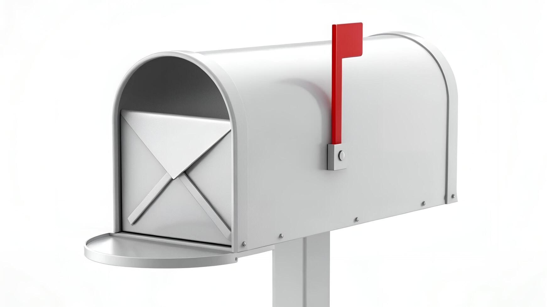Mailbox with Letter Ready for Pickup and Red Flag Up photo