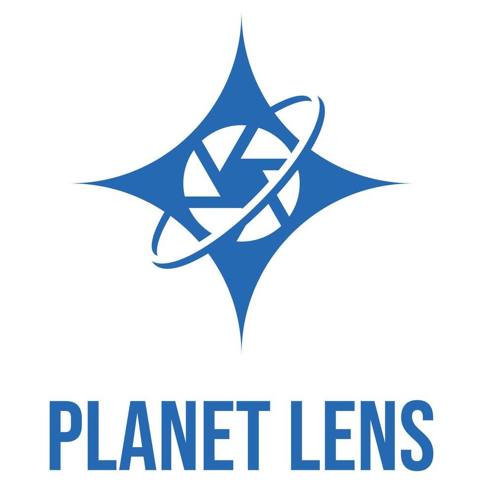 planet lens flat minimalist logo design vector