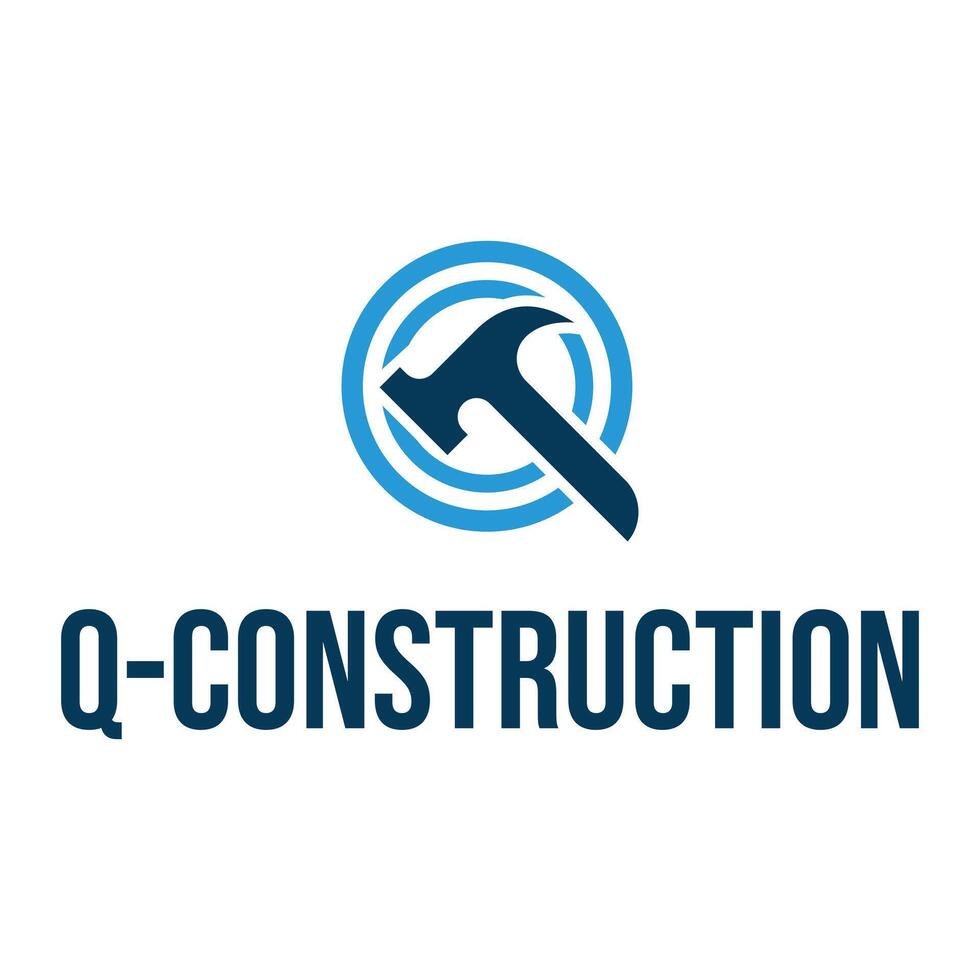 q letter construction build flat minimalist logo design vector