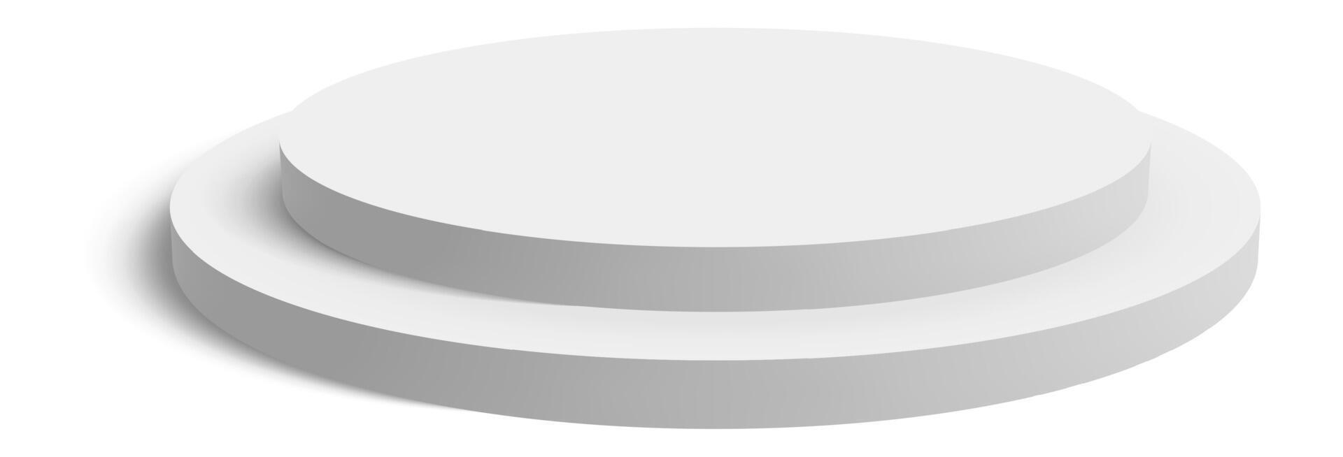 White round podium displaying products casting shadow on white background is perfect for showcasing new products or winners in competitions vector