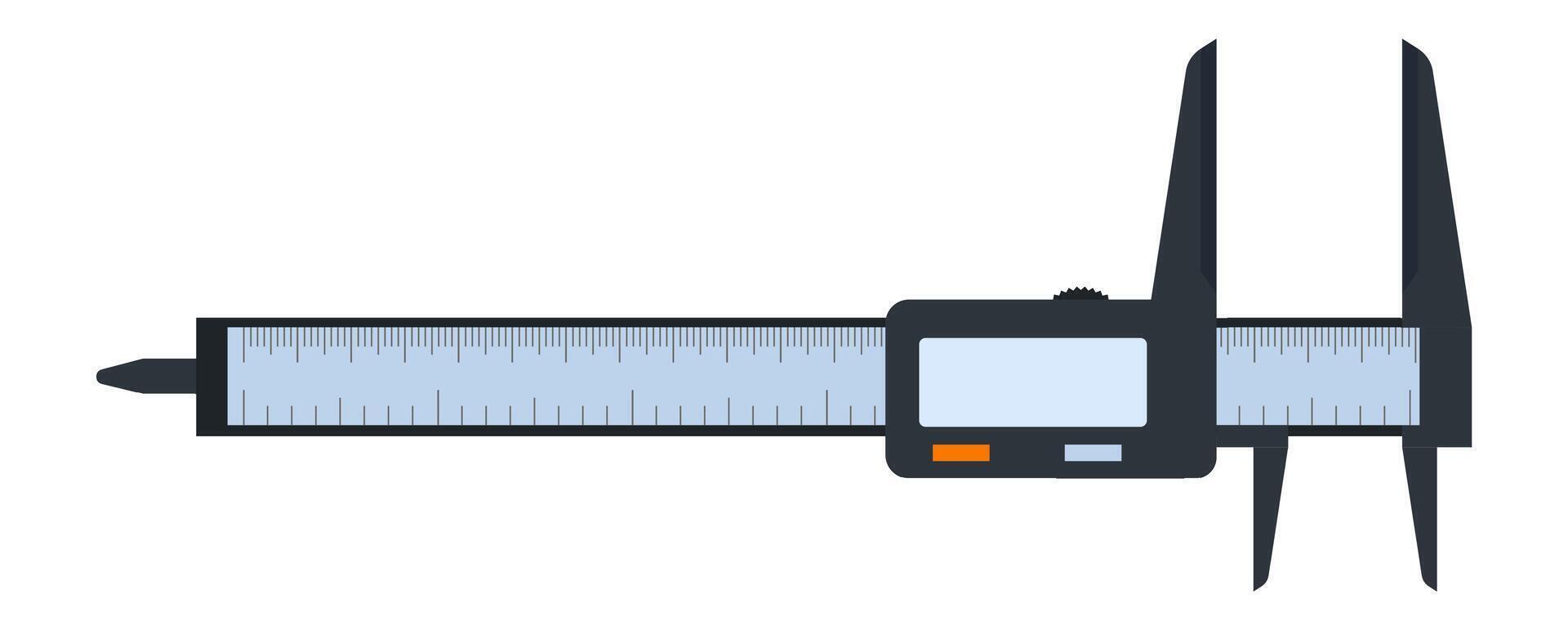 Electronic digital caliper measuring tool with a scale and a digital display showing measurements, isolated illustration on white background vector