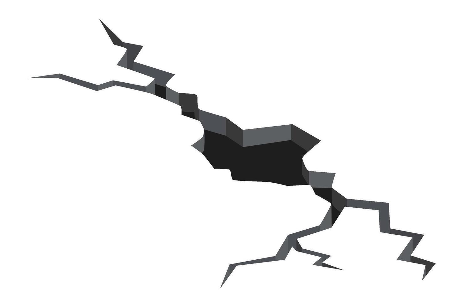 Earthquake creating a deep crack and large hole in the ground, splitting the earth's surface and resulting in significant damage and destruction from the natural disaster vector