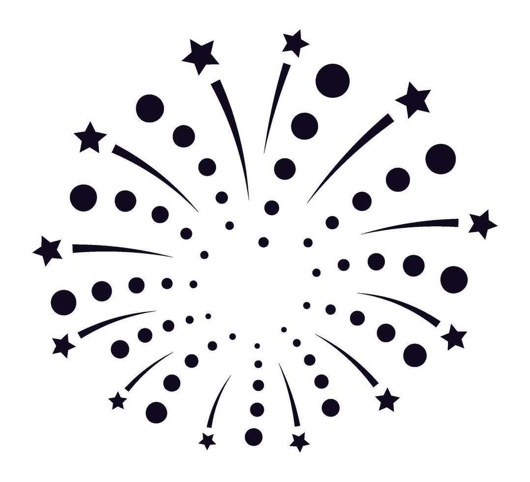 Fireworks bursting in a vibrant circular pattern, filling the night sky with light and color, creating a joyful and festive atmosphere ideal for celebrations and special events vector