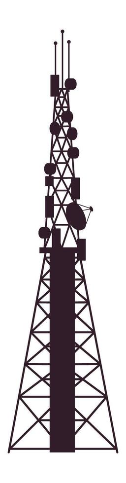 Silhouette of a telecommunication tower providing wireless communication services, symbolizing global connectivity and the advancement of technology vector