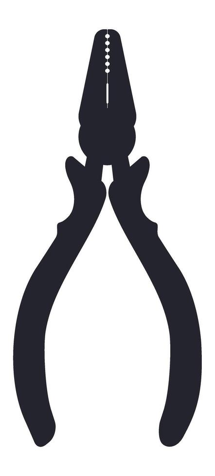 Black silhouette of pliers isolated against a white background, symbolizing craftsmanship and manual work in the realm of hardware tools, repair, and construction activities vector