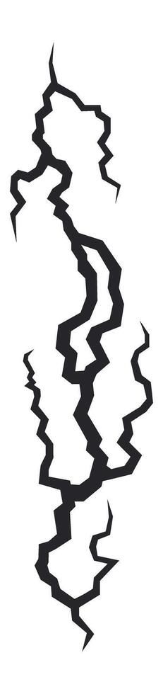 Displaying multiple deep cracks forming a vertical, jagged line across a white background, illustrating themes of brokenness, damage, and a fractured surface vector