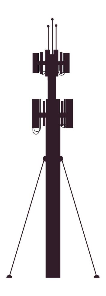Silhouetting a telecommunication tower equipped with antennas, cables, and a robust support structure, delivering essential wireless communication services for modern connectivity vector