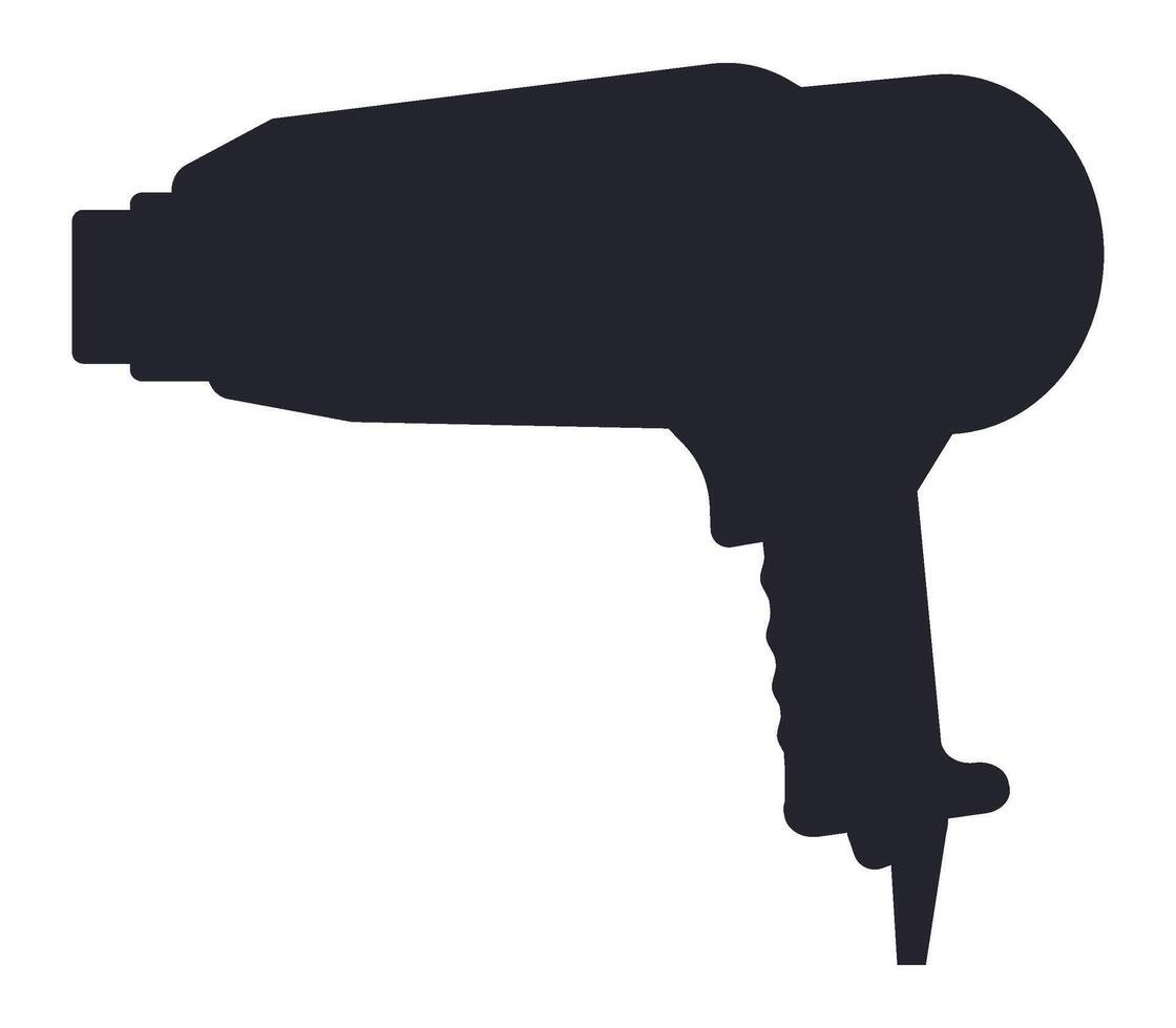 Simple black silhouette of a heat gun isolated on a white background, ideal for various design projects related to construction, DIY, and heat tools vector