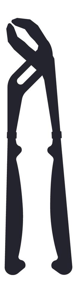 Black silhouette of pliers gripping something invisible, isolated on a white background, representing construction, repair, and manual work vector