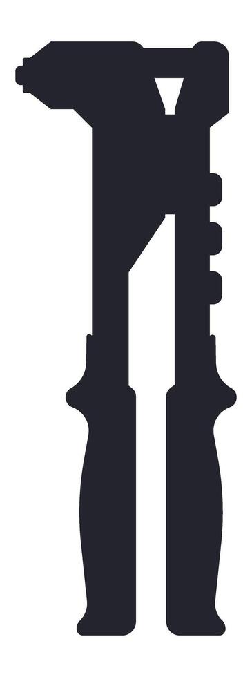 Professional silhouette of a rivet gun isolated on a clean white background, representing themes of construction, industry, and manual labor with a focus on tools and equipment vector