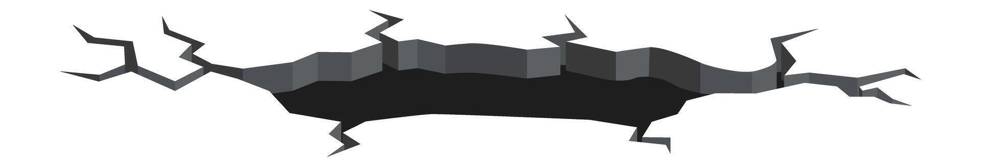 Ground splitting open, creating a deep chasm with jagged edges, illustrating themes of division, separation, and brokenness in the earth's surface vector
