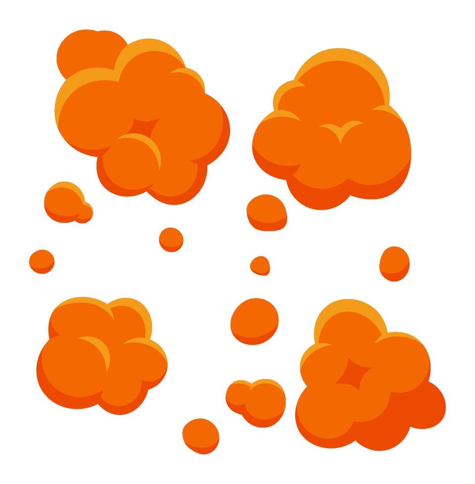 Cartoon smoke clouds exploding creating a special effect, ideal for animations, comics, and graphic design projects, adding a touch of dynamism and visual interest vector
