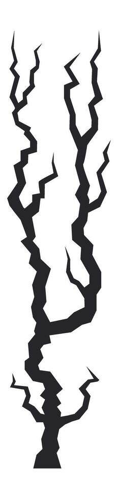 Vertical cracks resembling a lightning bolt split a white surface, representing themes of destruction, fragility, and danger, while emphasizing the instability and tension present in nature vector