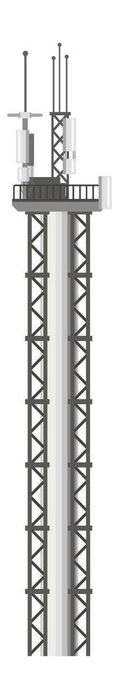 Telecommunication tower rising towards the sky with various antennas and equipment, symbolizing connectivity and communication in a modern world vector
