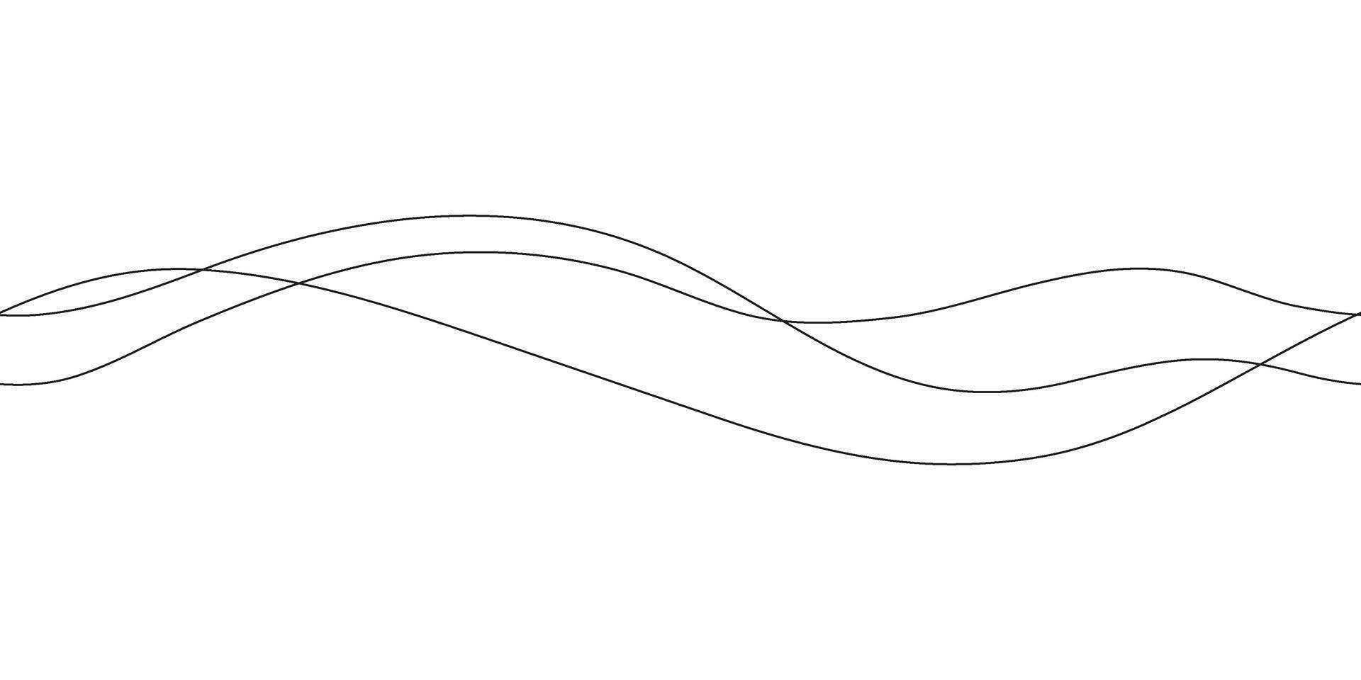 Continuous line in form curve wave, seamless abstract pattern. Wavy striped graphic background. Calm, still water of sea, river, ocean, swimming pool. Line art template outline illustration vector