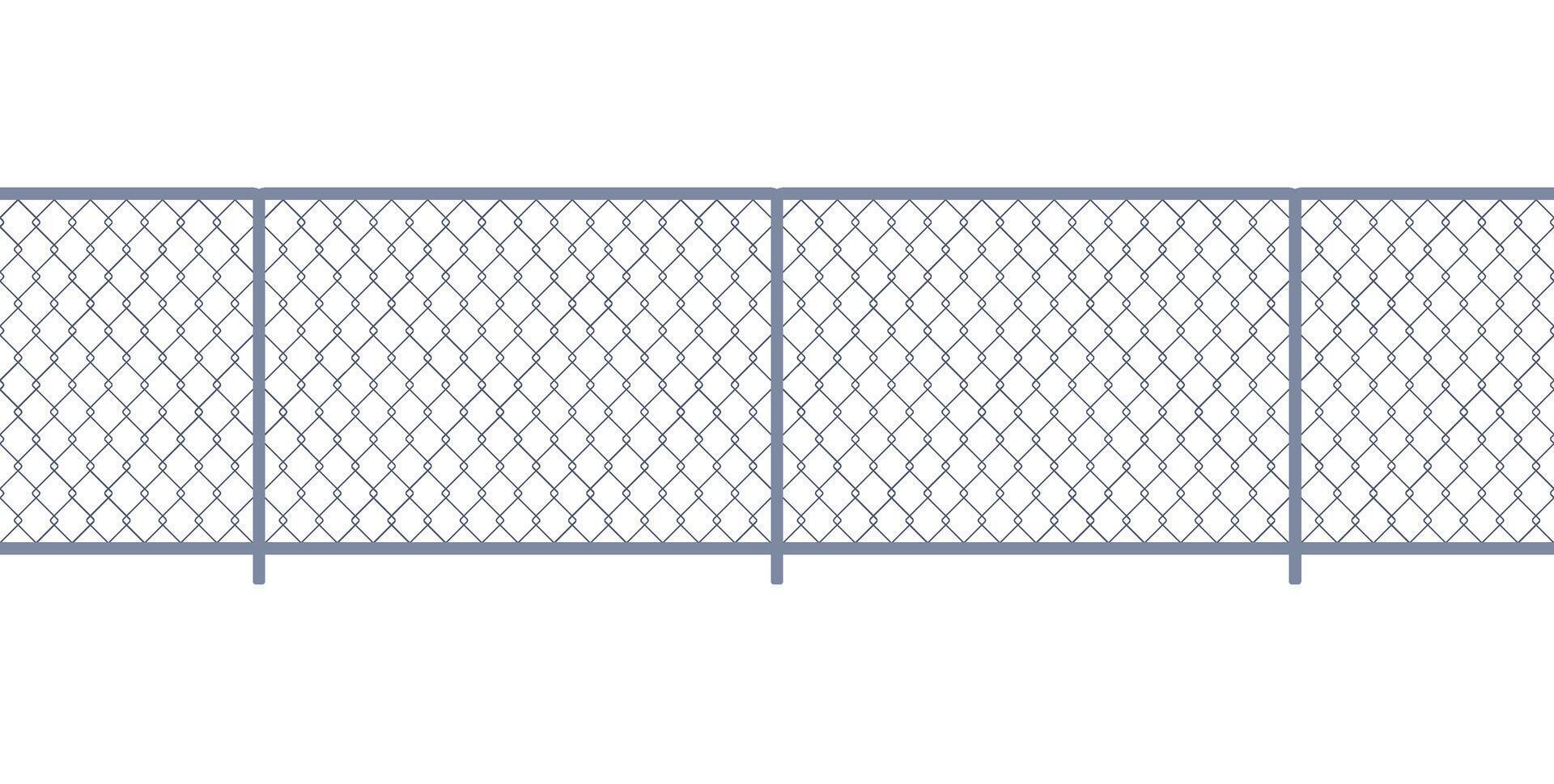 Fence from wire mesh line seamless pattern. Black silhouette fence, chain link border, graphic boundary, barrier. Safety grid wall. illustration vector