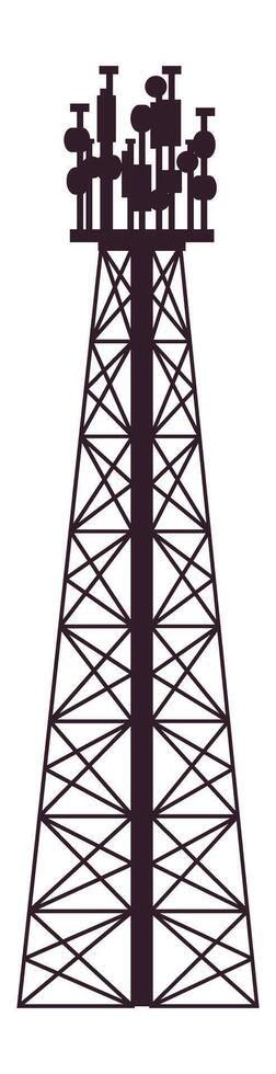 Telecommunication tower equipped with antennas, delivering wireless communication services while ensuring seamless connectivity and efficient data transmission across networks vector