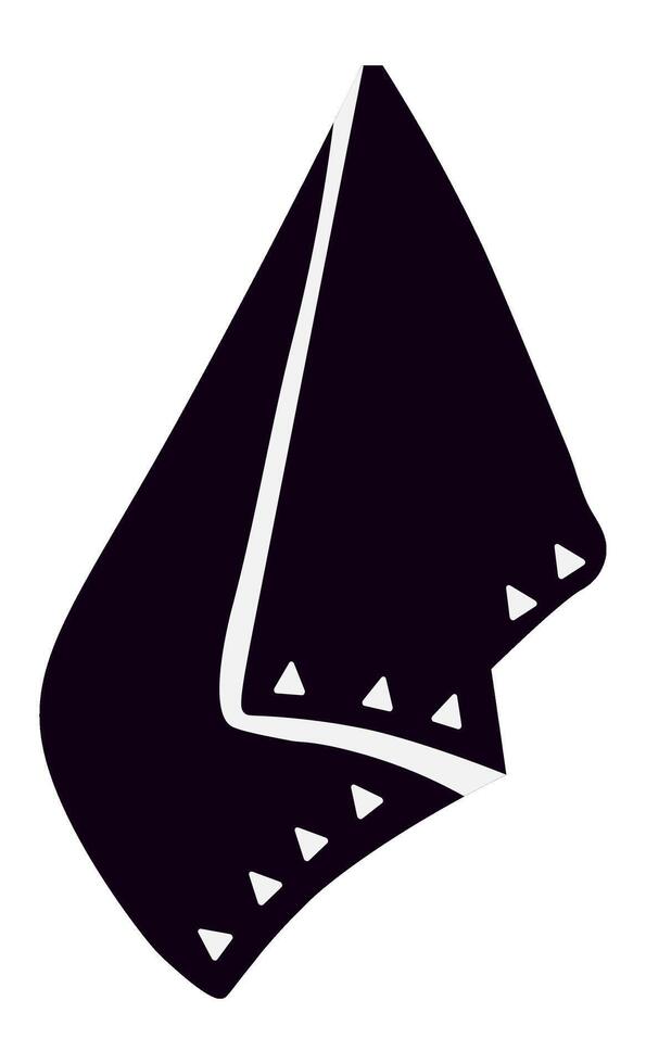 Simple black kitchen towel hanging with a white trim and triangular stitching, useful for drying dishes or hands, adding a touch of minimalist style to the culinary space vector
