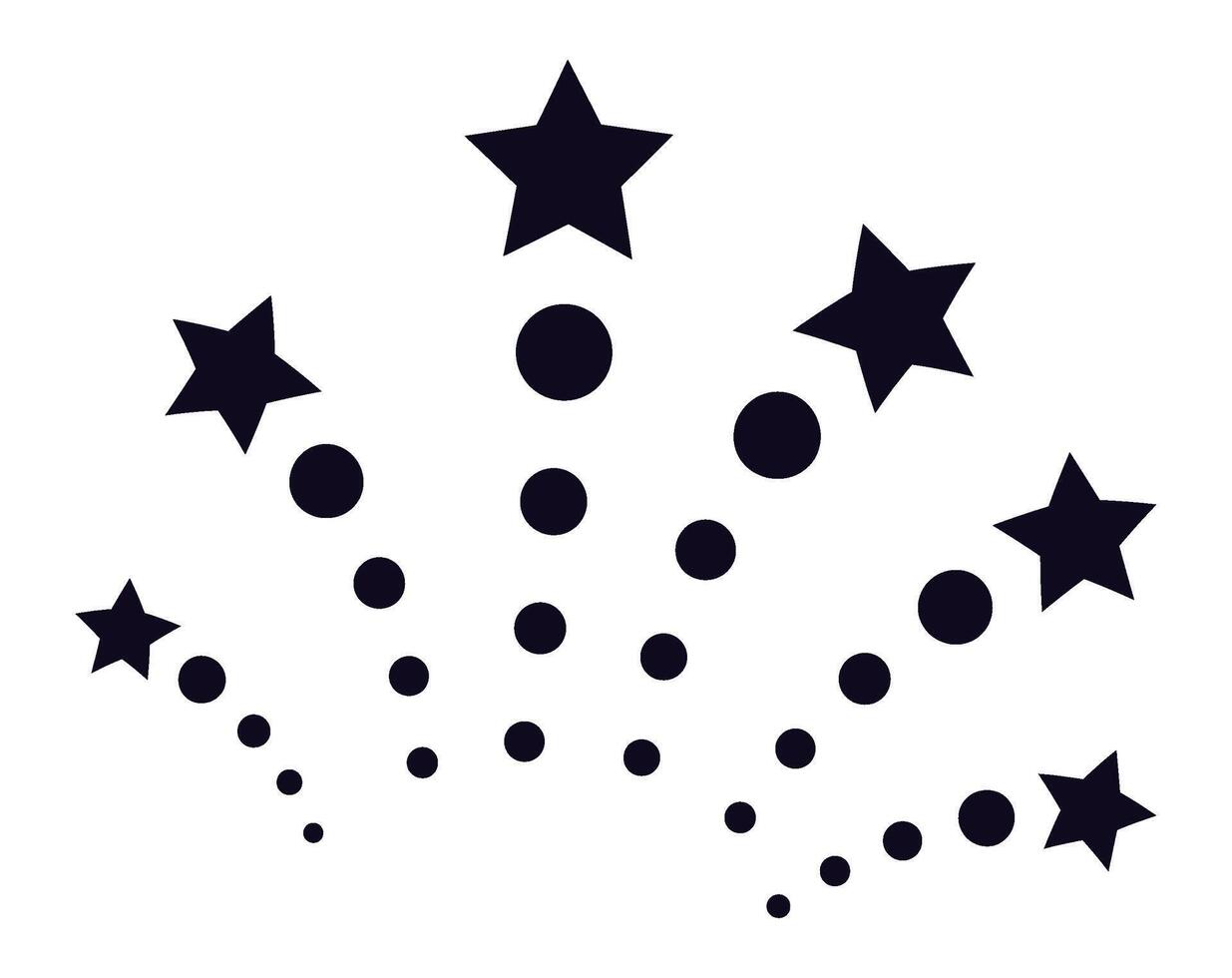 Black stars and circles exploding like fireworks on a white background, creating a dynamic and celebratory visual suitable for festive occasions vector