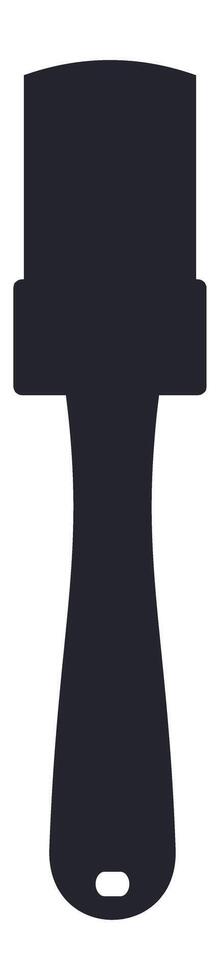 Simple black silhouette of a paint brush with rounded tip and hole in the handle, ideal for representing painting, decorating or art concepts vector