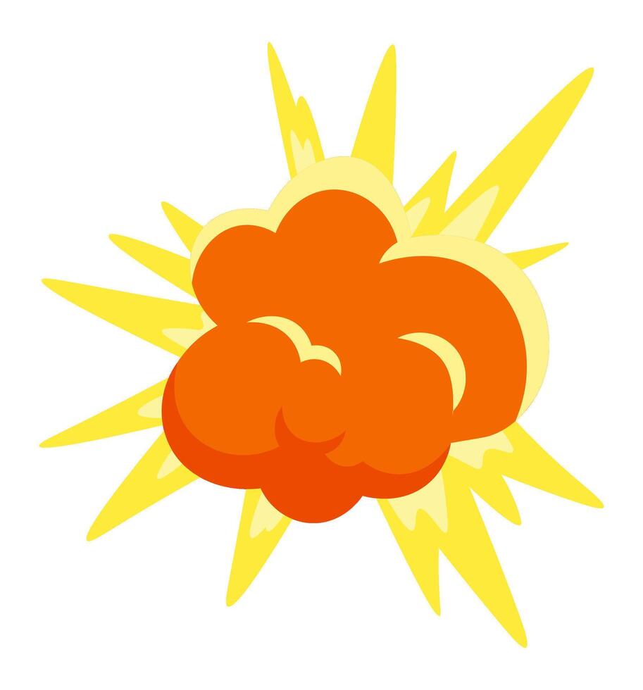 Bomb explosion expanding with yellow rays, creating a dynamic and vibrant effect, perfect for action scenes or emphasizing dramatic moments vector