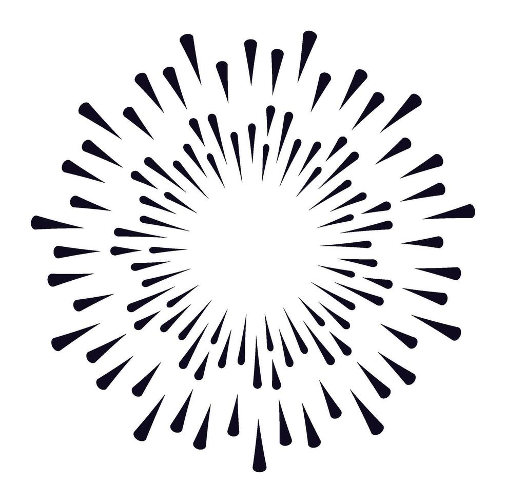 Geometric pattern featuring radial lines expanding from the center, creating a series of concentric circles. Evoking a sense of dynamism, energy, and mesmerizing visual illusion vector