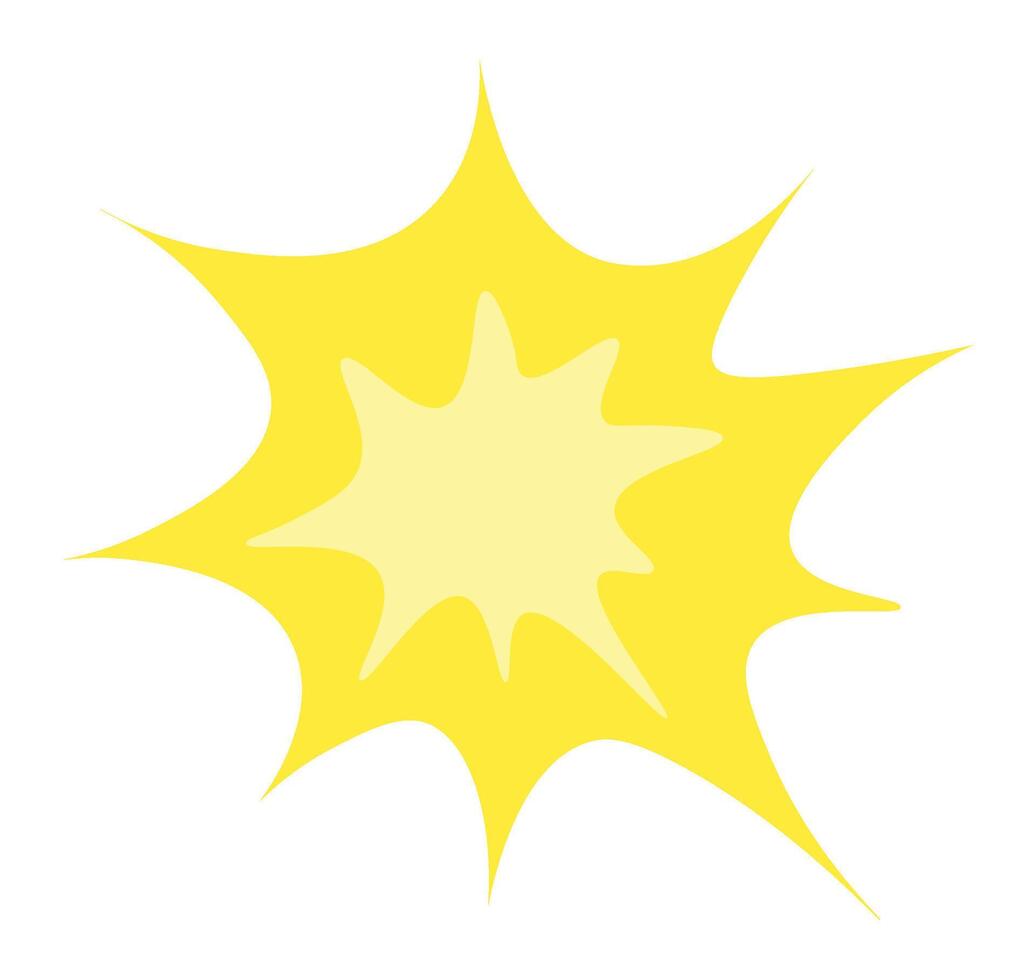 Bright yellow cartoon explosion with jagged edges creating a dynamic visual effect, perfect for comics, animations, or graphic design projects requiring an energetic burst vector