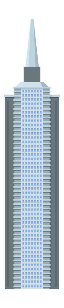 Modern skyscraper soaring skyward, featuring repeating geometric patterns and vibrant blue windows, embodying urban architecture and concepts of a bustling business center vector