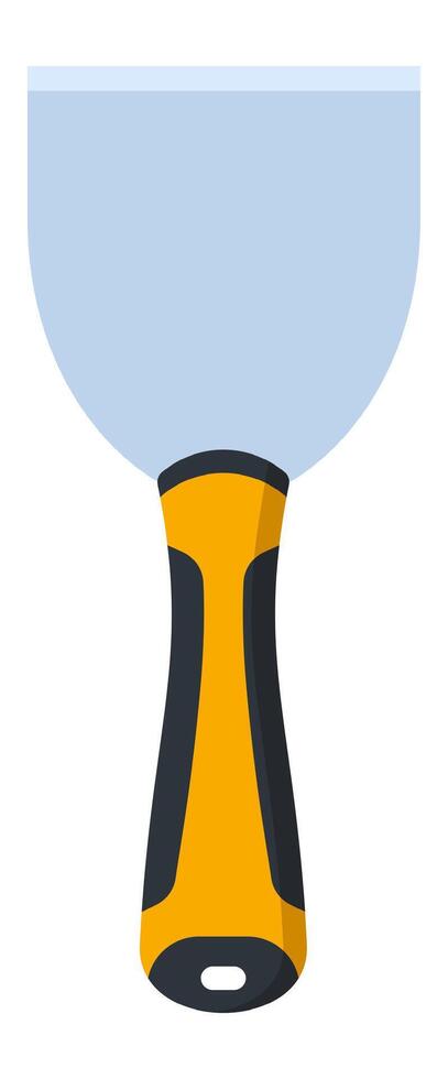 Putty knife with ergonomic yellow and black handle, ideal for applying and smoothing putty or filler in construction and renovation work, isolated on white background vector