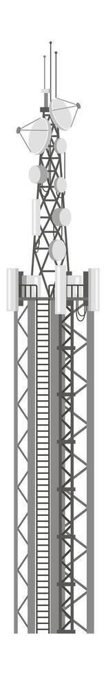 Telecommunication tower featuring satellite dishes and antennas, connecting people and transmitting data, plays a crucial role in ensuring seamless global communication and connectivity vector
