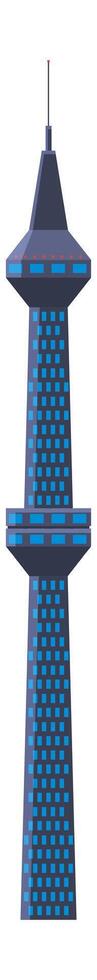 Futuristic skyscraper with bright blue windows and observation decks, reaching for the sky, isolated on a white background, ideal for architectural or futuristic projects vector