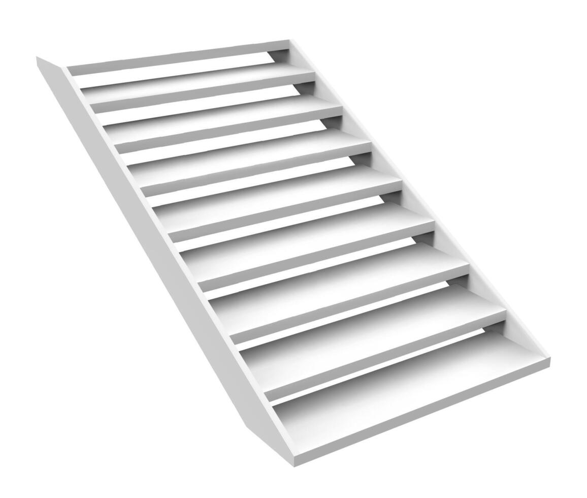 White staircase ascending against a white background, symbolizing growth, achievement, and progress toward reaching goals and aspirations in a clean, modern, and minimalistic design vector
