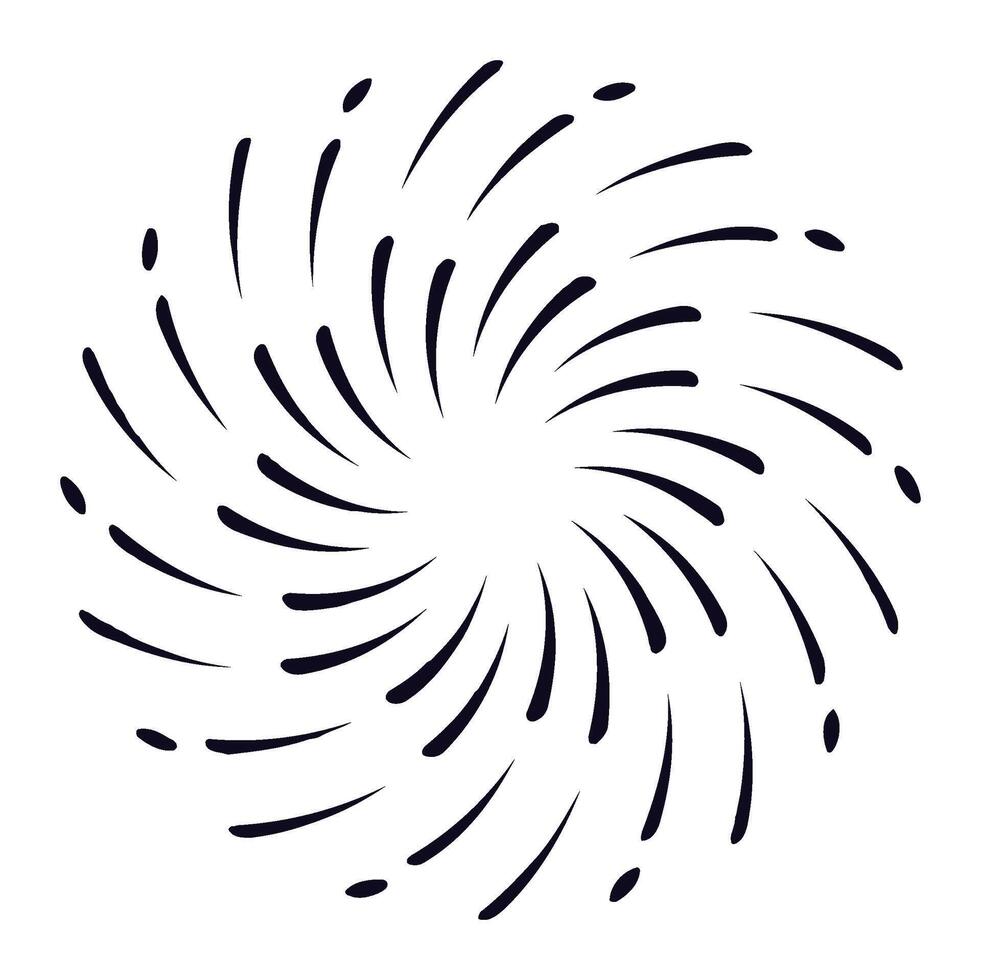 Hypnotic spiral exploding from the center creating a vortex effect, abstract circular pattern with radiating lines and dots, dynamic swirl motion, optical illusion of movement vector