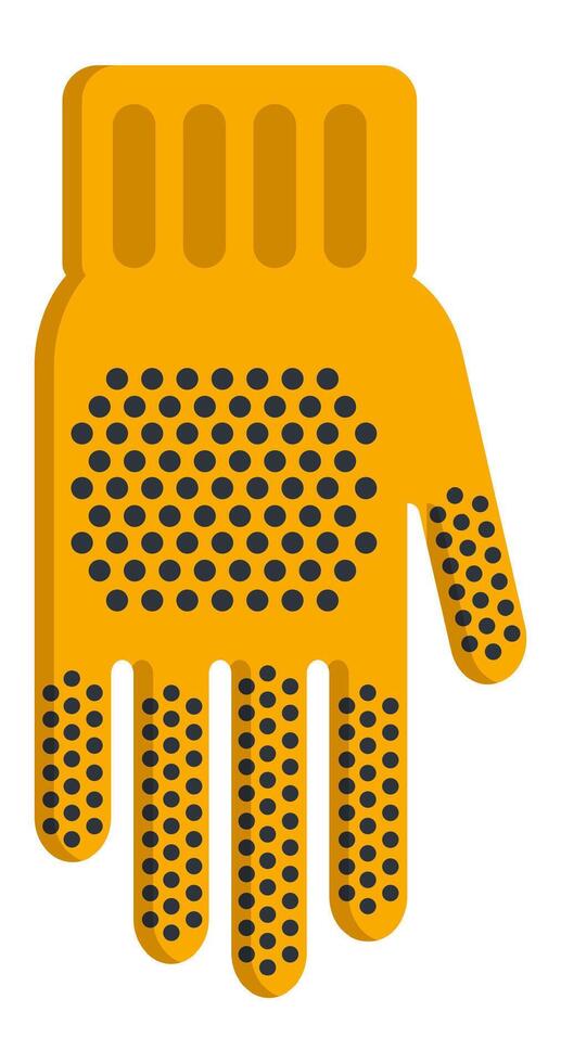 Close up of a yellow rubber glove featuring anti slip dots, providing enhanced grip and safety during various work activities, ensuring secure handling and preventing slips vector