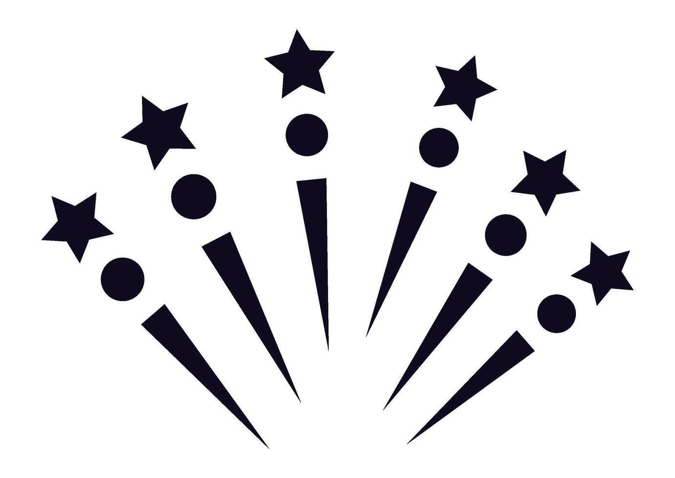 Stylized fireworks bursting into vibrant five pointed stars create a lively celebratory display against a clean white background, embodying the joy of festive occasions vector