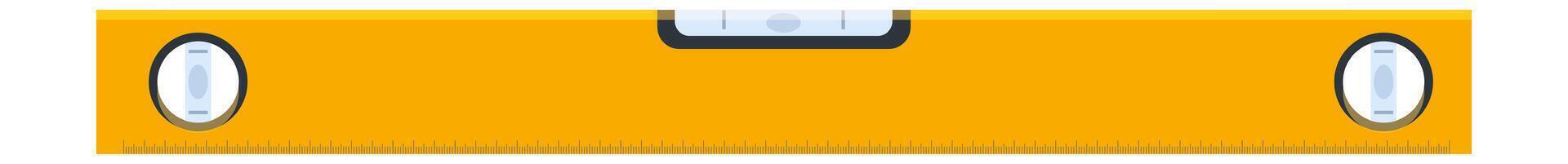 Perfectly horizontal yellow spirit level with bubble centered, isolated on white background, representing precision, accuracy, and balance in construction and DIY projects vector