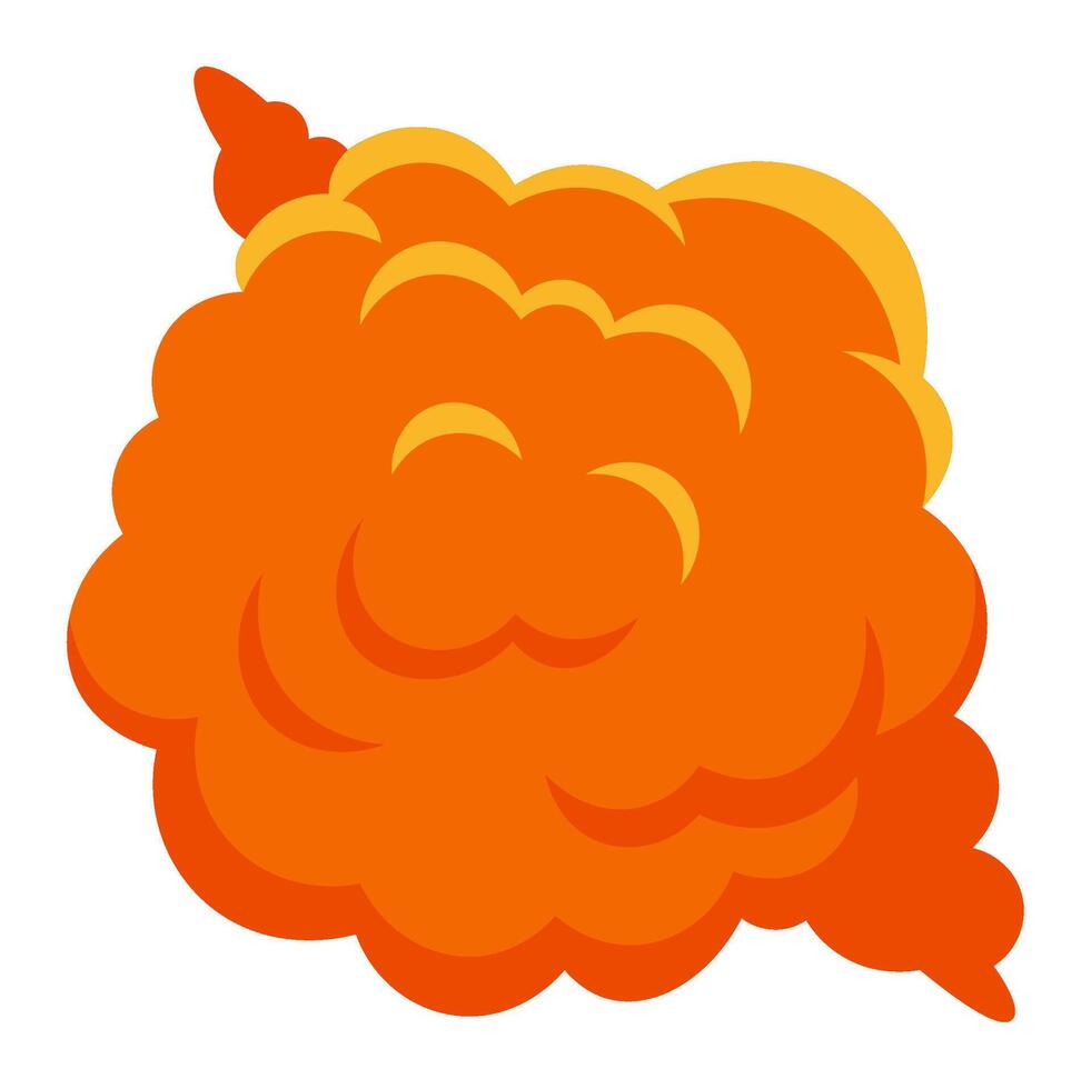 Orange explosion expanding with yellow flames creating a vibrant blast, perfect for illustrating destruction, power, or impact in a dynamic and energetic way vector