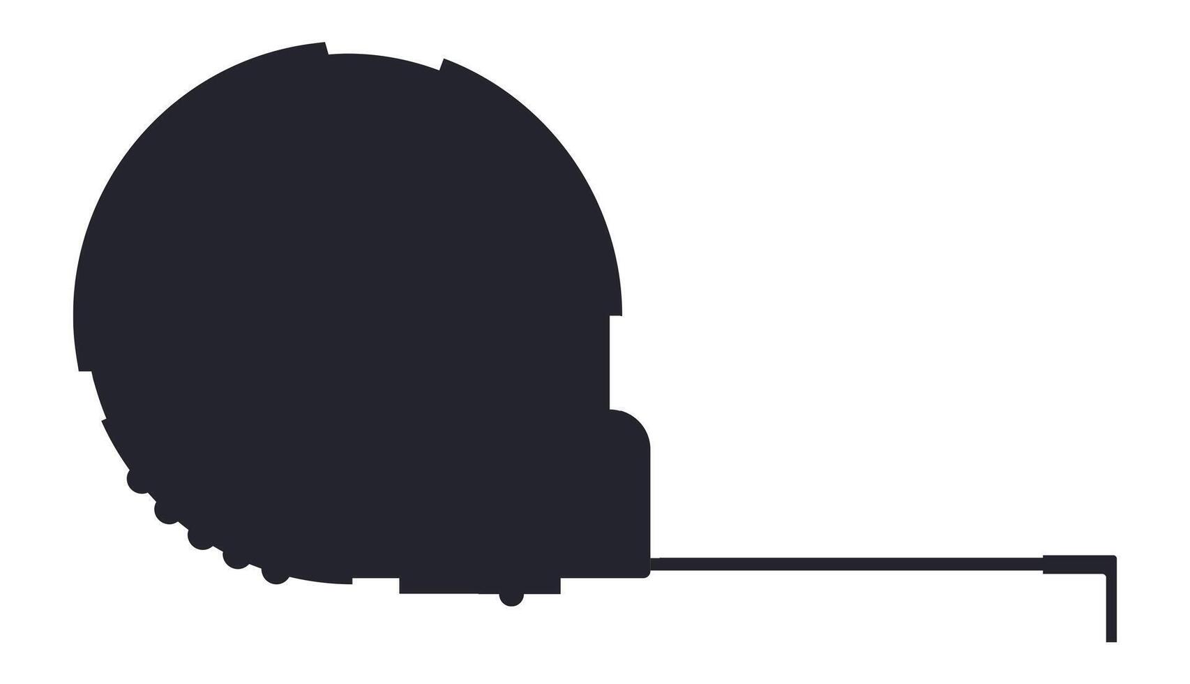 Silhouette of a measuring tape extending its measuring ribbon on a white background, representing concepts such as measurement, precision, tailoring, and construction vector