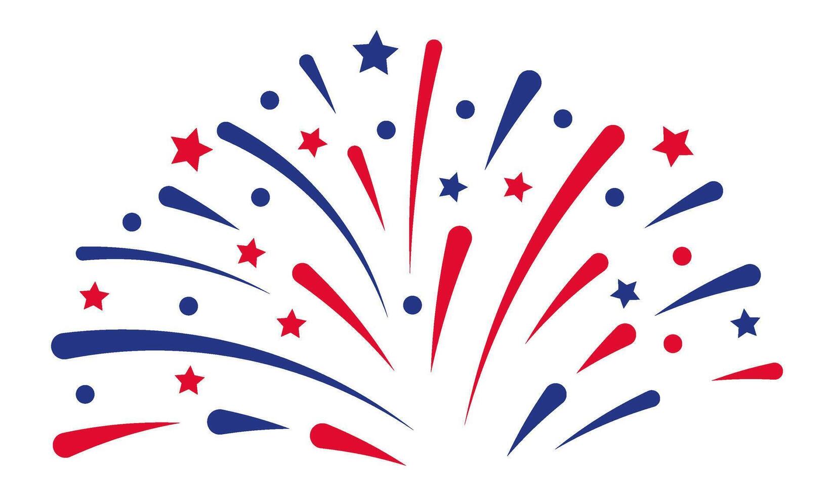 Red and blue fireworks exploding with stardust on a white background, creating a festive and vibrant atmosphere perfect for celebrating special occasions like the 4th of July or New Year's Eve vector