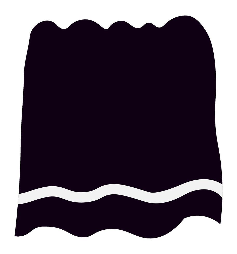 Simple illustration of a black curtain with a white stripe waving gently, isolated on a white background, perfect for theater or interior design projects vector