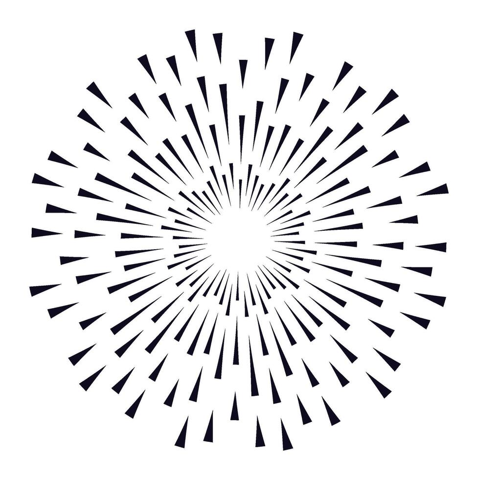 Creating a hypnotic circular pattern radiating from the center, featuring a mesmerizing geometric design with small triangles extending outward, evokes a sense of energy and movement vector