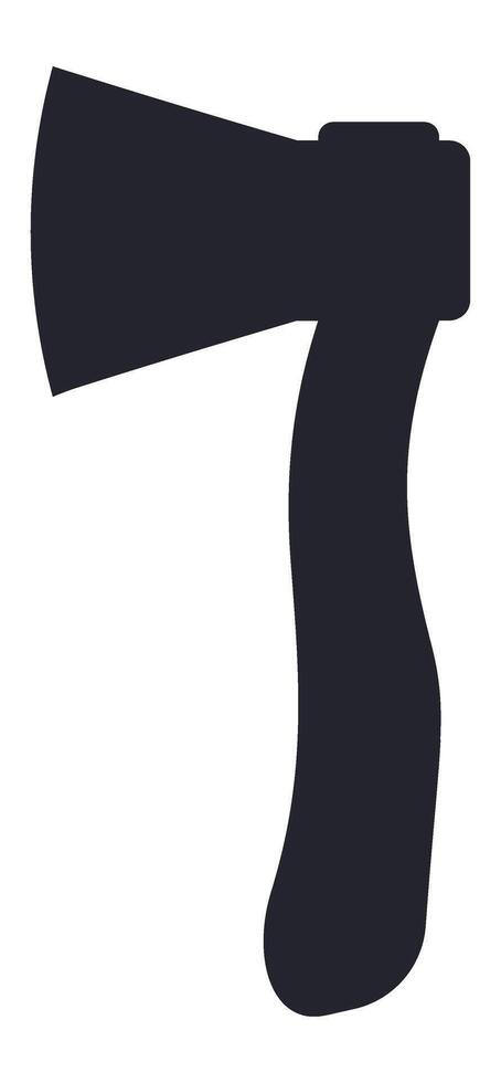 Dark silhouette of an axe featuring a wooden handle, isolated on a white background, capturing themes of carpentry, logging, tree cutting, and woodworking craftsmanship vector
